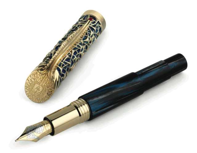 Montegrappa Brain 18ct Gold overlay made up of neurons with pocket clip representing the the spinal cord.